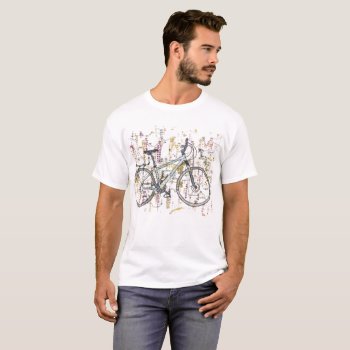 Colourful Bicycle Drawing T-shirt by Old_Crow_Designs at Zazzle