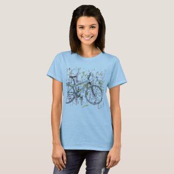 Colourful Bicycle Drawing T-shirt by Old_Crow_Designs at Zazzle