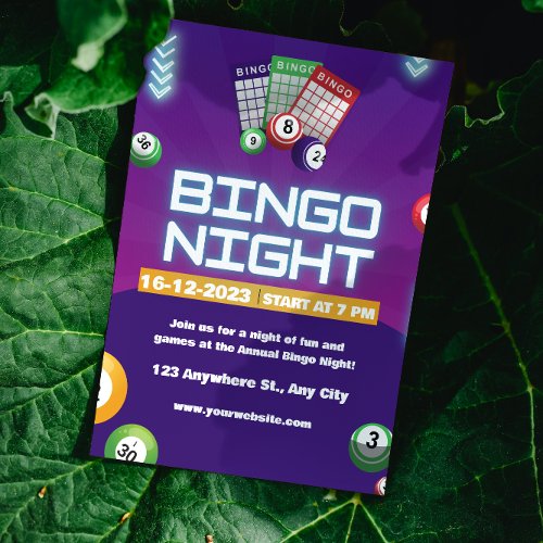Colourful Bingo Fun Night Invite Fundraiser