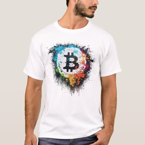 Colourful Bitcoin Logo Design white T_Shirt