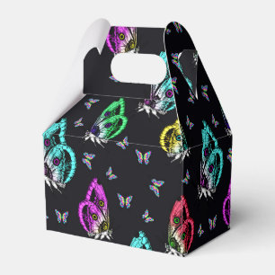 Colourful Black Butterfly Pattern Design Favor Boxes