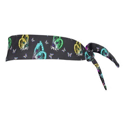 Colourful Black Butterfly Pattern Design Tie Headband
