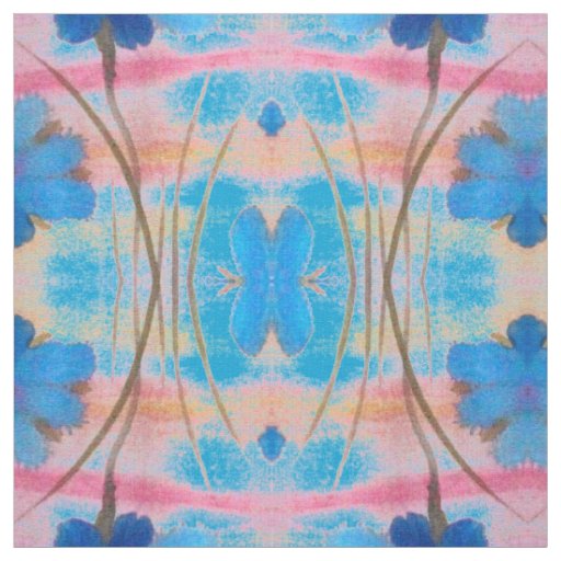 Colourful Blue and Pink Floral Print Fabric