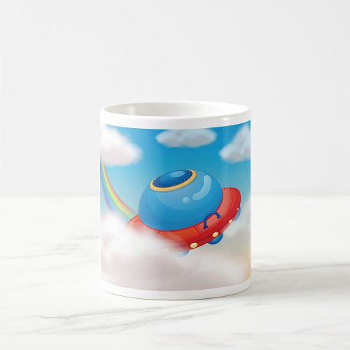 Colourful Blue And Red Spaceship Mug