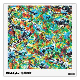 Colourful blue green spring flower pattern art wall sticker