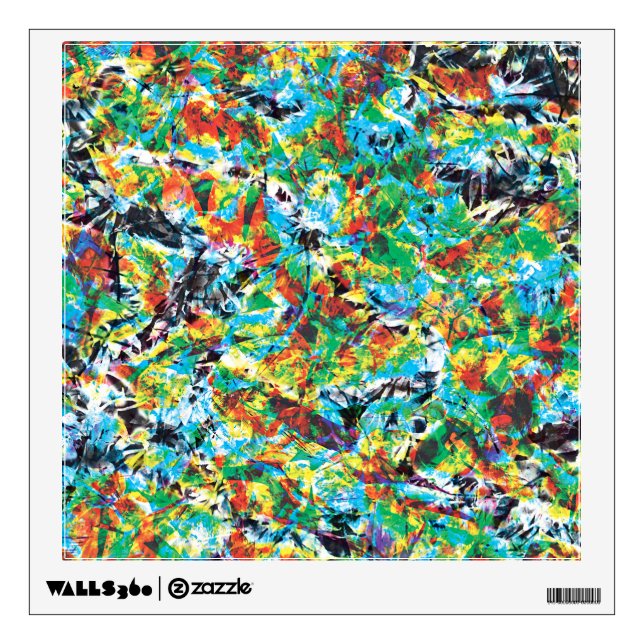 Colourful blue green spring flower pattern art wall sticker (Front)