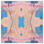 Colourful Blue Pink and Peach Floral Print Fabric