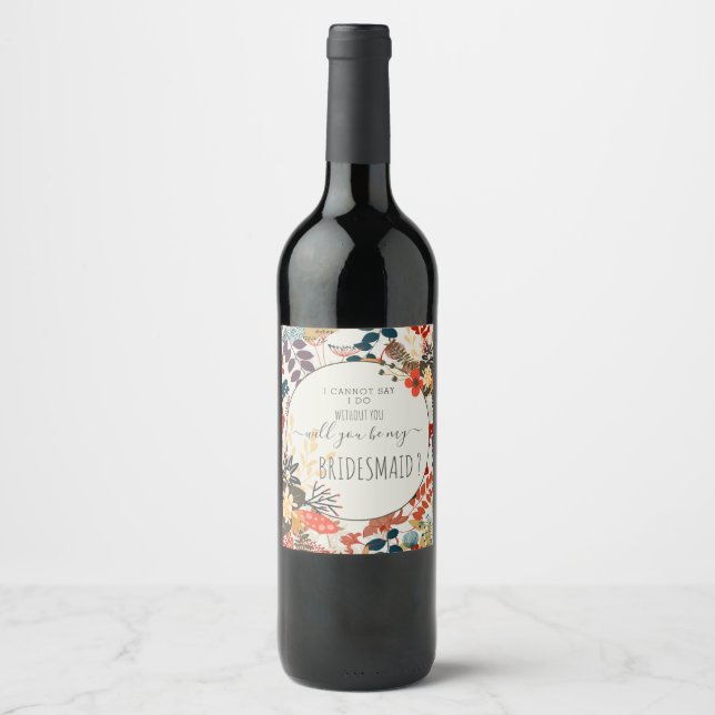 COLOURFUL BOHO FLORAL WINE LABEL (Front)