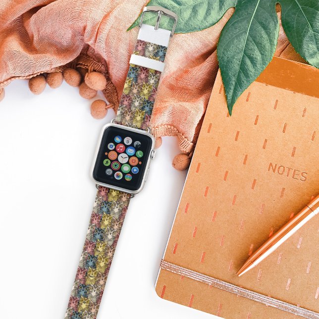 Colourful Boho Woodland Owl Pattern Apple Watch Band (Boho Woodland Owl Pattern Apple Watch Band)