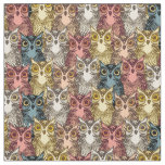 Colourful Boho Woodland Owl Pattern Fabric