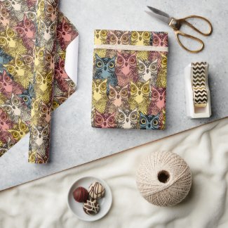 Colourful Boho Woodland Owl Pattern