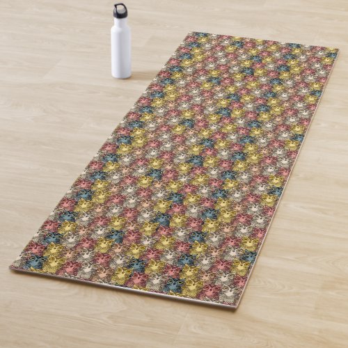 Colourful Boho Woodland Owl Pattern Yoga Mat