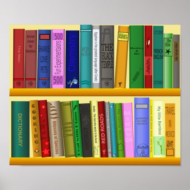 Colourful books classroom or library kid's room poster (Front)