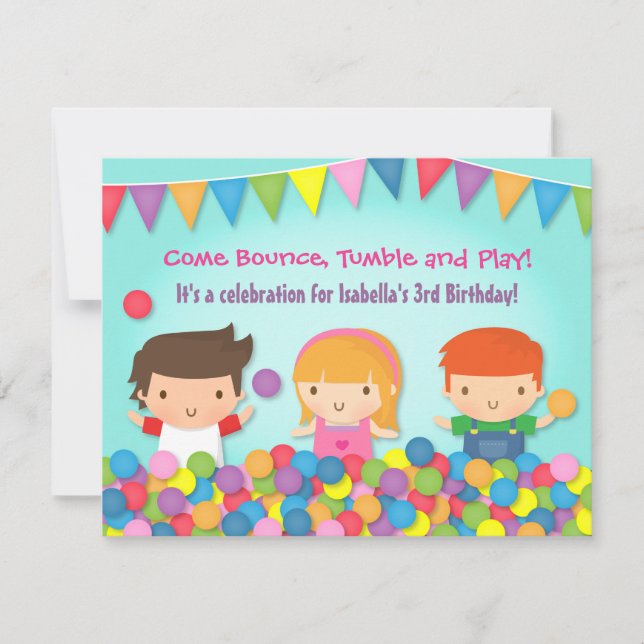 Colourful Bounce Play Gym Kids Birthday Party Invitation (Front)