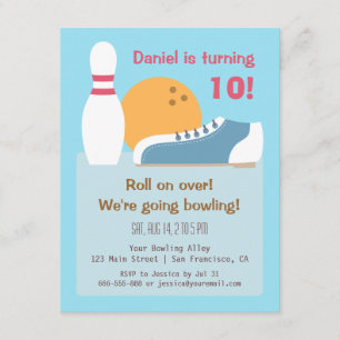 Colourful Bowling Birthday Party Invitations
