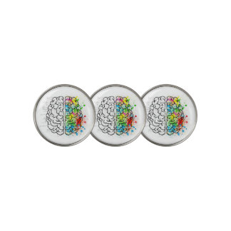 colourful brain golf ball marker