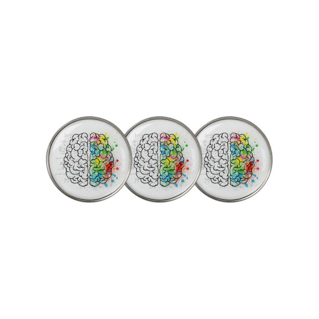 colourful brain golf ball marker (3 Up)