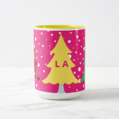 Colourful Bright Neon Fa La Christmas Photo Pink Two-Tone Coffee Mug (Center)