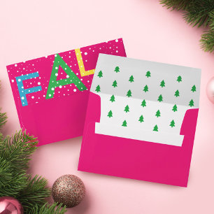 Colourful Bright Neon Fa La La Christmas Tree Envelope