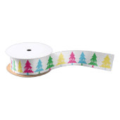Colourful Bright Neon Fa La La Christmas Tree Satin Ribbon (Spool)