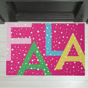 Colourful Bright Neon Fa La La Snowy Christmas Doormat
