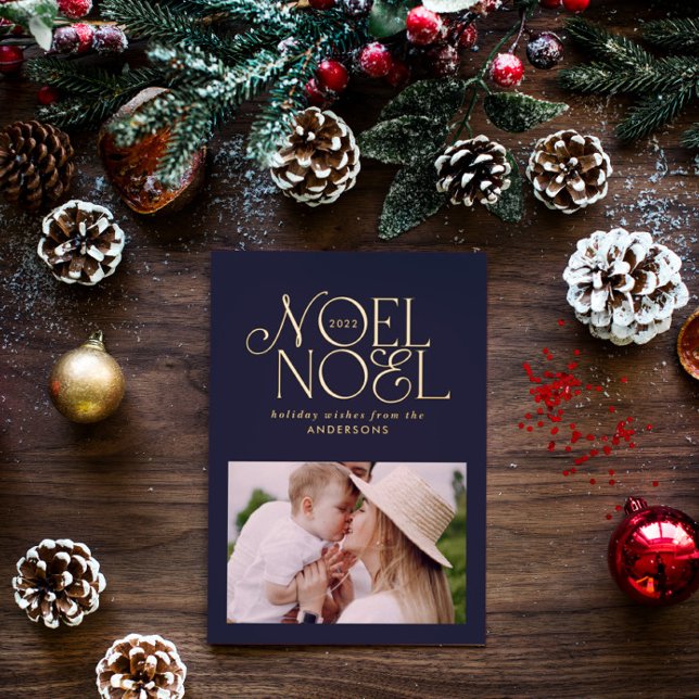 Colourful bright Noel Christmas geometric photo  Foil Holiday Card (Creator Uploaded)