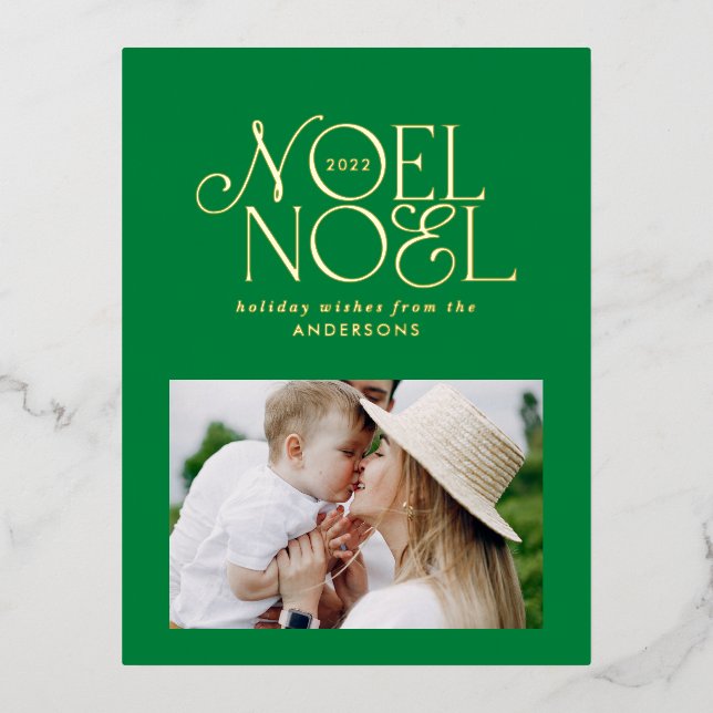 Colourful bright Noel Christmas geometric photo  Foil Holiday Postcard (Front)