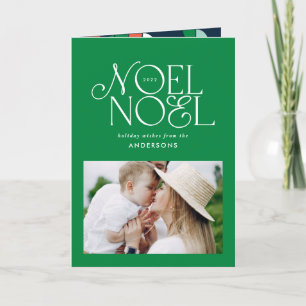 Colourful bright Noel Christmas geometric photo Ho Holiday Card
