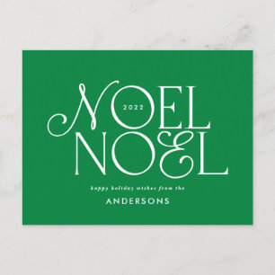 Colourful bright Noel Christmas geometric script   Holiday Postcard