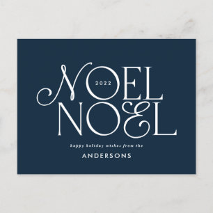Colourful bright Noel Christmas geometric script Holiday Postcard