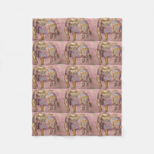 colourful bull fleece blanket