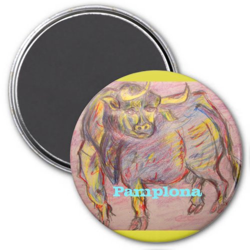 colourful bull pamplona magnet