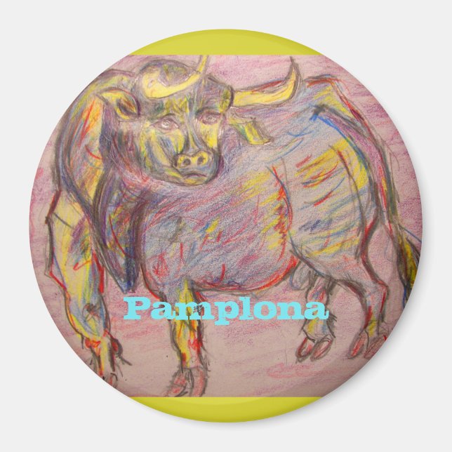 colourful bull pamplona magnet (Front)