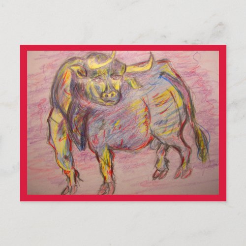 colourful bull San Fermin Postcard