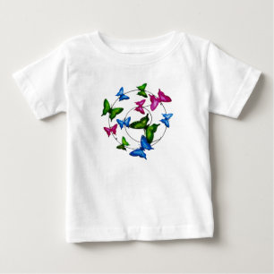 Colourful Butterflies for Toddler-Ruffle-Tee Baby T-Shirt