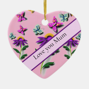 Colourful Butterfly and Flower Ceramic Ornament