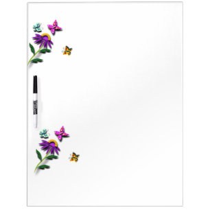 Colourful Butterfly and Flower Dry Erase Board