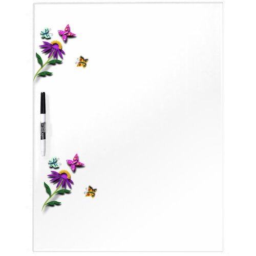 Colourful Butterfly and Flower Dry Erase Board