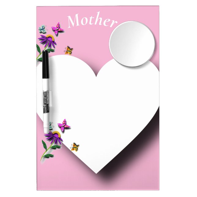 Colourful Butterfly and Flower Dry Erase Board With Mirror (Front)