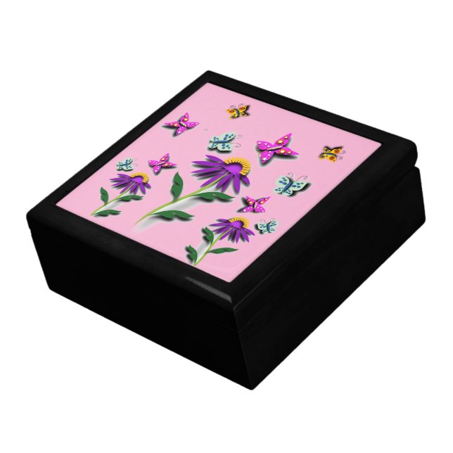 Colourful Butterfly and Flower Gift Box (Side)