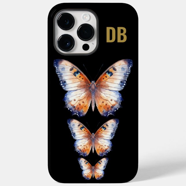 Colourful Butterfly Black Custom Monogram Case-Mate iPhone Case (Back)