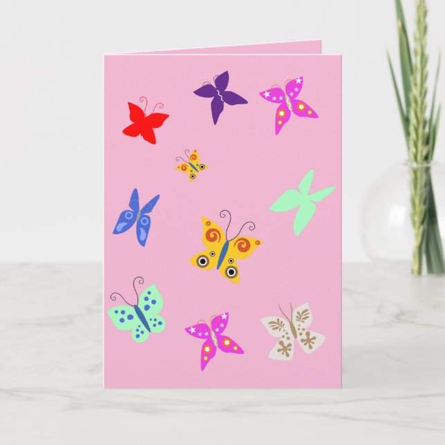 Colourful Butterfly Blank Card (Front)