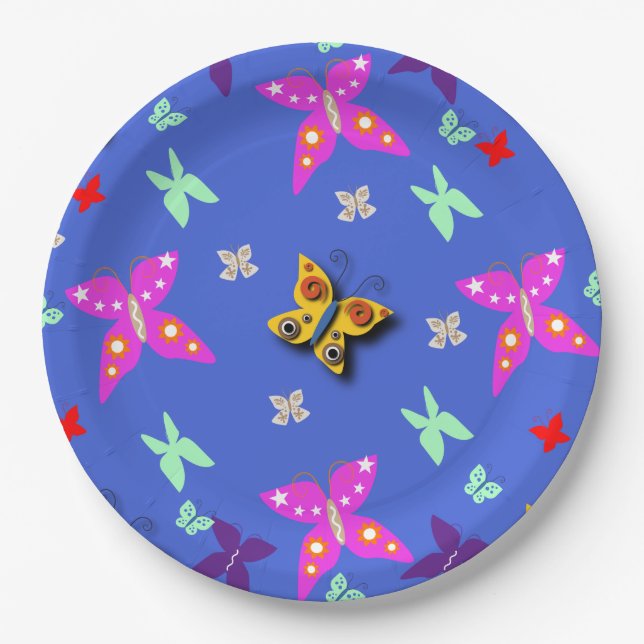 Colourful Butterfly  Paper Plates (Front)