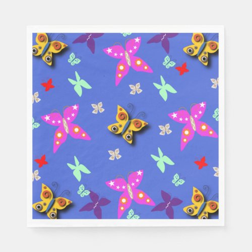 Colourful Butterfly  Paper Plates Napkins