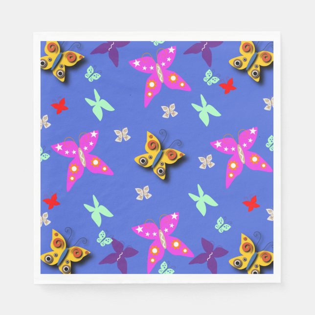 Colourful Butterfly  Paper Plates Napkins (Front)