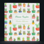 Colourful Cactus and Succulents Pattern Binder<br><div class="desc">A colourful binder for anyone who loves mini plants and terrariums! This cactus and succulents inspired design has the plants in various colour pots arranged in a pattern. Design originates from watercolour illustration by Rusty Doodle which is subsequently scanned and digitally cleaned up into a pattern. Personalize with name of...</div>