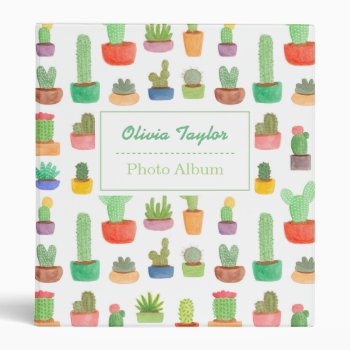 Colourful Cactus And Succulents Pattern Binder by RustyDoodle at Zazzle