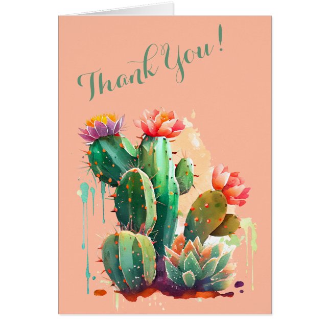 Colourful Cactus Blooms Cards (Front)