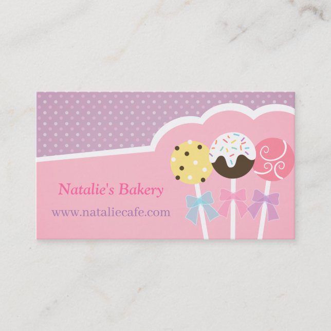 Colourful Cake Pops Bakery Business Cards (Front)
