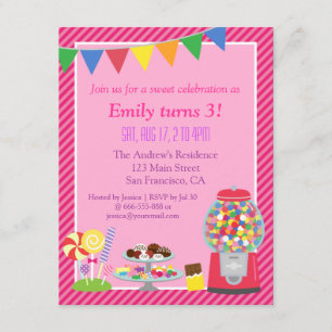 Colourful Candy Themed Birthday Party Invitation